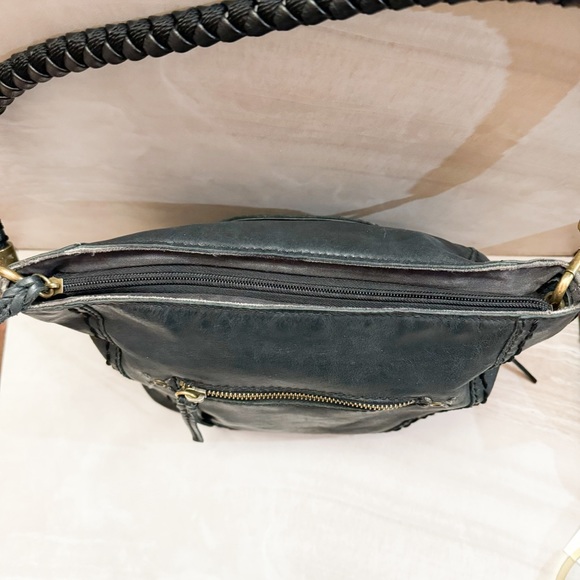 The Sak Womens Indio Hobo Hand/Shoulder Bag Black Leather Braded Handle - Picture 10 of 12